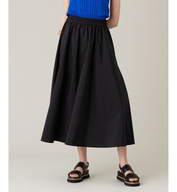 LOULOU WILLOUGHBY「【LOULOU WILLOUGHBY】タフタタックフレアスカート」|フレア|ブラック