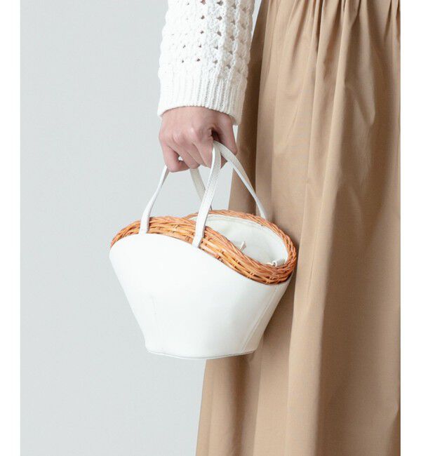 allureville「レザーコンビカゴバッグ」|かごバッグ|ホワイト