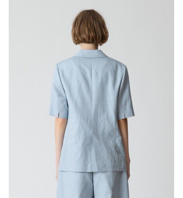 allureville「【セットアップ対応可能】リネンコンシャークスキンハーフスリーブジャケット」|テーラードジャケット|