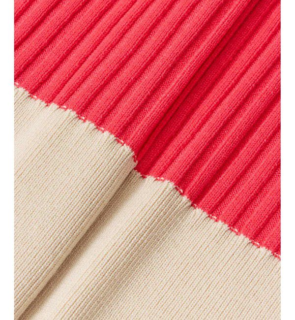 LOULOU WILLOUGHBY「【LOULOU WILLOUGHBY】バイカラーキーネック5分袖カーディガン」|カーディガン|