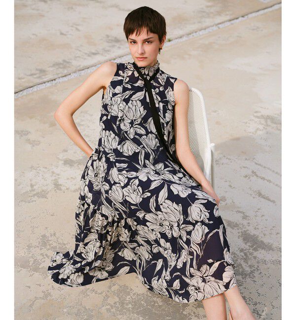 allureville「楊柳シアーフラワープリントワンピース」|ワンピース|