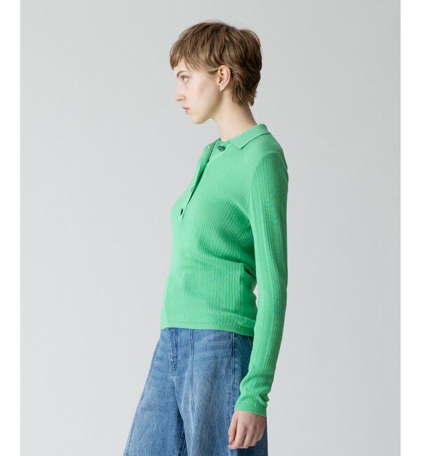 allureville「ランダムストライプニットポロ」|ニット・セーター|