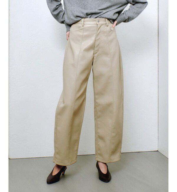 allureville「フェイクレザーフロントシームパンツ」|チノ|