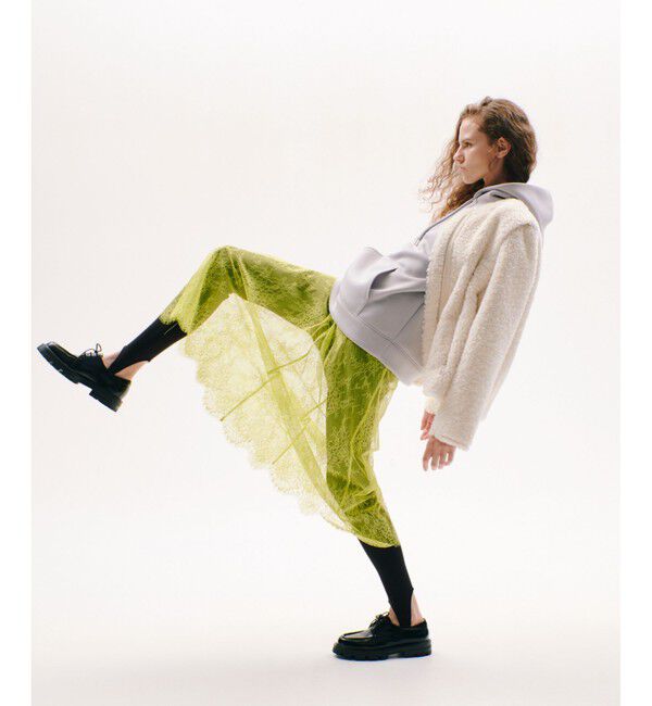 allureville「フラワーレースシースルースカート」|スカート|イエロー