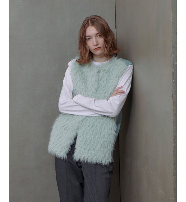 allureville「ジャガードフェイクファーコンビニットジレ」|ベスト・ジレ|