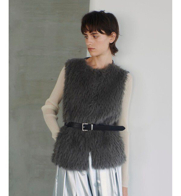 allureville「ジャガードフェイクファーコンビニットジレ」|ベスト・ジレ|