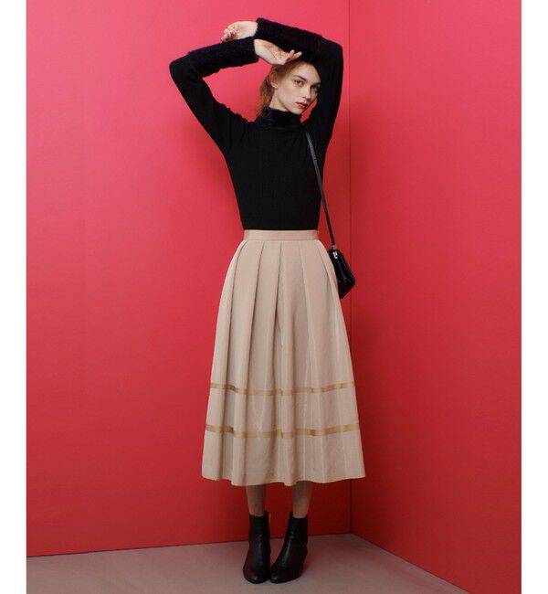 LOULOU WILLOUGHBY「【LOULOU WILLOUGHBY】リボントリミングタックスカート」|フレア|