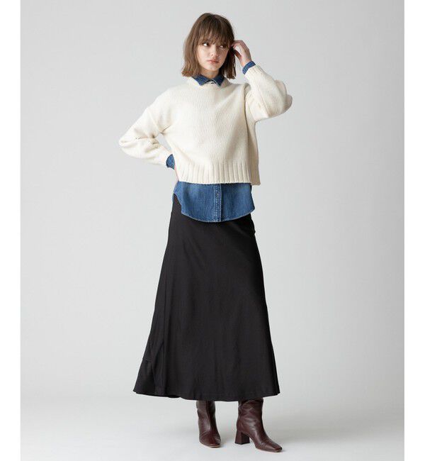 allureville「ソフトサテンバックフリルナロースカート」|スカート|