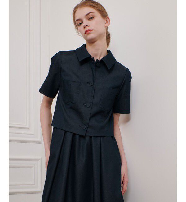 LOULOU WILLOUGHBY「【LOULOU WILLOUGHBY】シャンブレー半袖ジャケット」|テーラードジャケット|