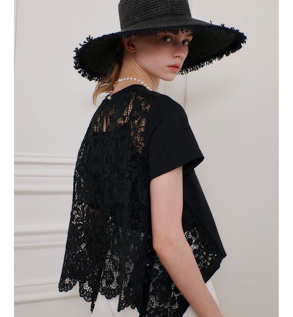 LOULOU WILLOUGHBY「【LOULOU WILLOUGHBY】レースドッキングプルオーバーブラウス」|Tシャツ・カットソー|