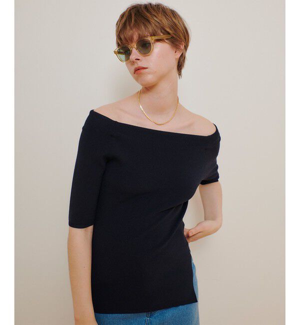 allureville「2WAY ネック5分袖プルオーバー」|ニット・セーター|