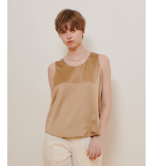 allureville「サテンタンクブラウス」|シャツ・ブラウス|キャメル