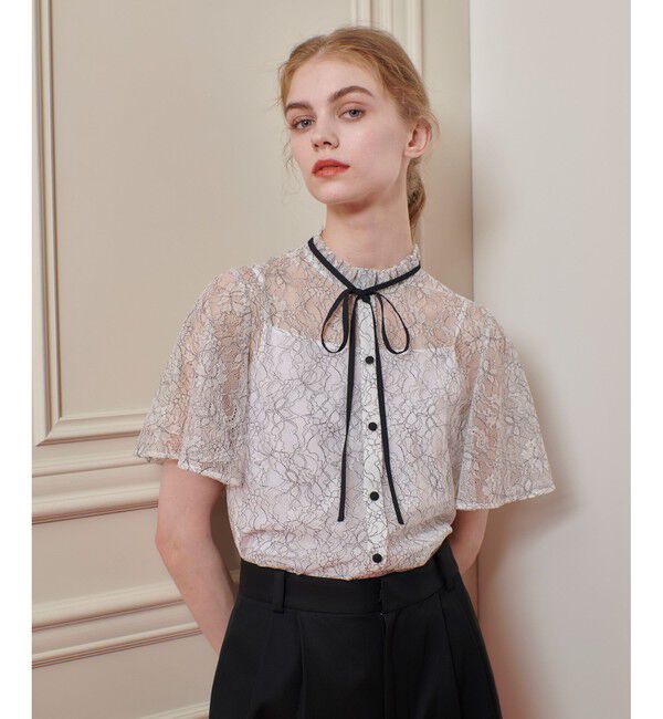 LOULOU WILLOUGHBY「【LOULOU WILLOUGHBY】レースリボンフレアスリーブブラウス」|シャツ・ブラウス|