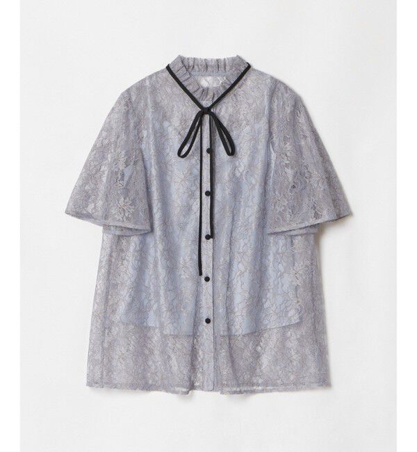 LOULOU WILLOUGHBY「【LOULOU WILLOUGHBY】レースリボンフレアスリーブブラウス」|シャツ・ブラウス|サックス