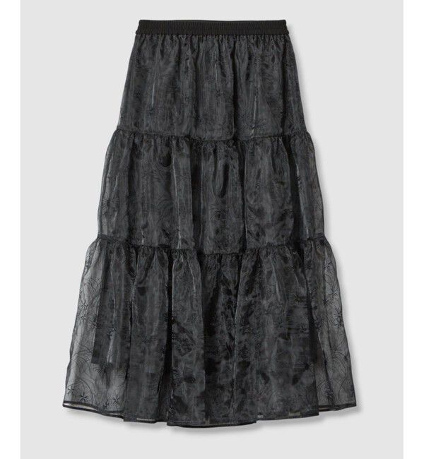 LOULOU WILLOUGHBY「【LOULOU WILLOUGHBY】オーガンジーフラワー刺繍スカート」|スカート|