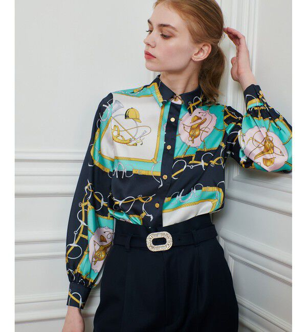 LOULOU WILLOUGHBY「【LOULOU WILLOUGHBY】RATTIジョッキープリントシャツブラウス」|シャツ・ブラウス|