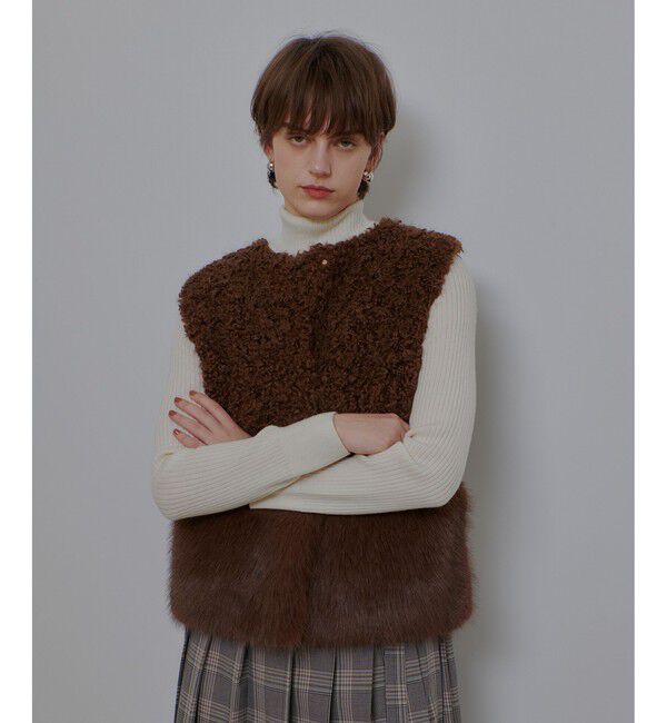 allureville「フェイクボアコンビニットジレ」|ニット・セーター|