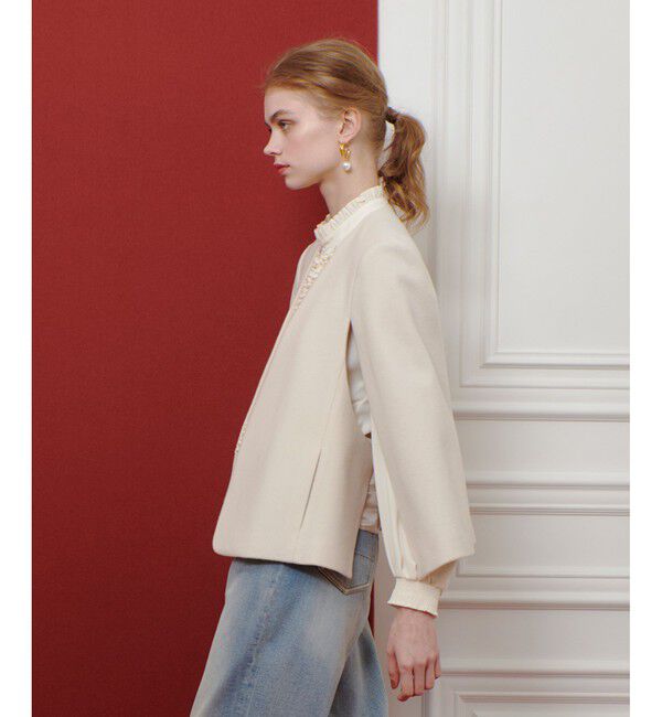 LOULOU WILLOUGHBY「【LOULOU WILLOUGHBY】ビーバーケープジャケット」|ノーカラージャケット|