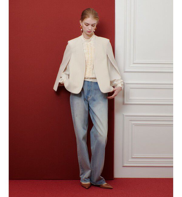 LOULOU WILLOUGHBY「【LOULOU WILLOUGHBY】ビーバーケープジャケット」|ノーカラージャケット|