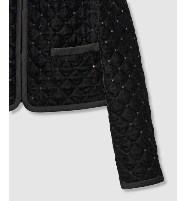 LOULOU WILLOUGHBY「【LOULOU WILLOUGHBY】ベロアキルティングショートジャケット」|ノーカラージャケット|