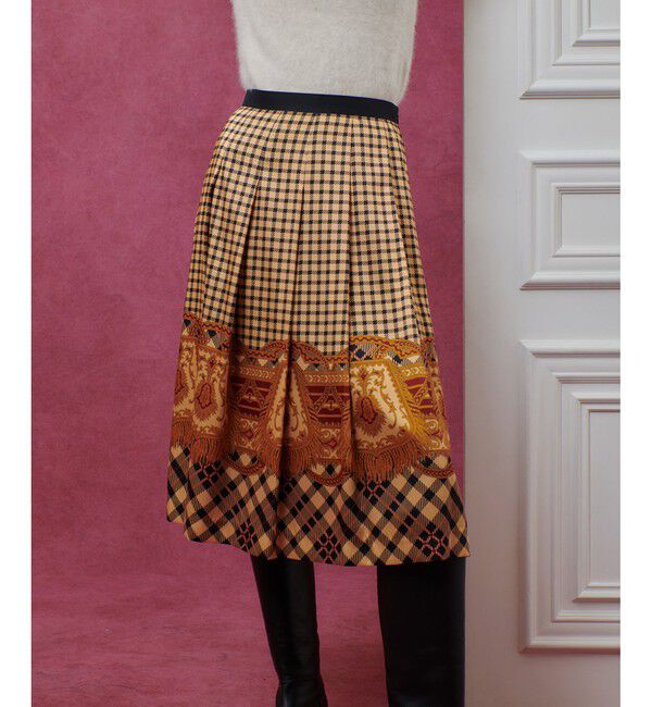 LOULOU WILLOUGHBY「【LOULOU WILLOUGHBY】エンブレムチェックスカート」|スカート|