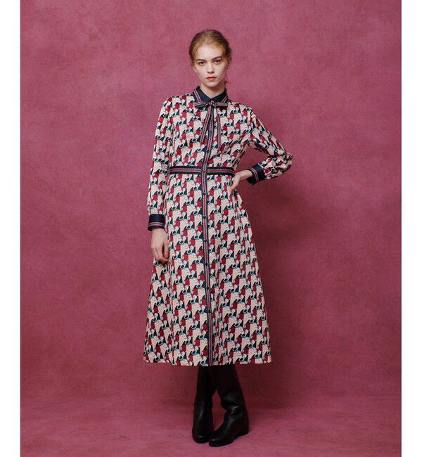 LOULOU WILLOUGHBY「【LOULOU WILLOUGHBY】ホースジオメトリックプリントシャツワンピース」|ワンピース|ピンク