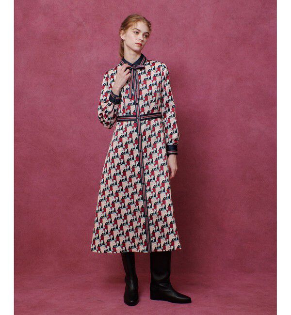 LOULOU WILLOUGHBY「【LOULOU WILLOUGHBY】ホースジオメトリックプリントシャツワンピース」|ワンピース|