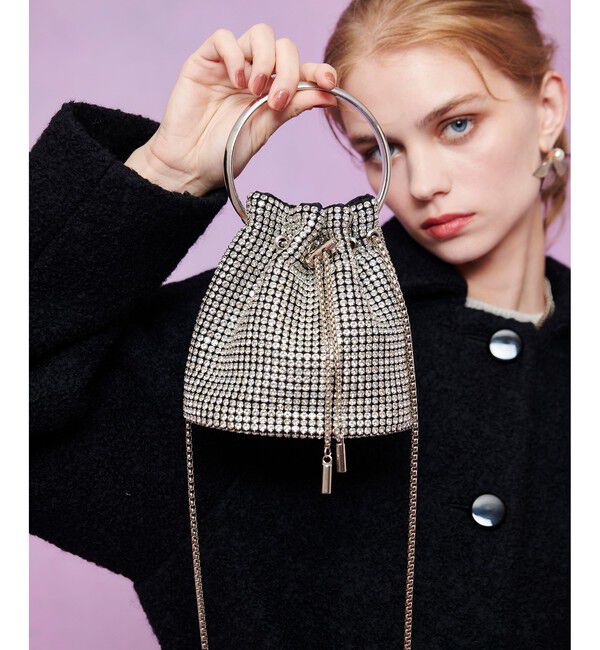 LOULOU WILLOUGHBY「◇【LOULOU WILLOUGHBY】ビジュー巾着ショルダー」|ショルダー・メッセンジャー|シルバー