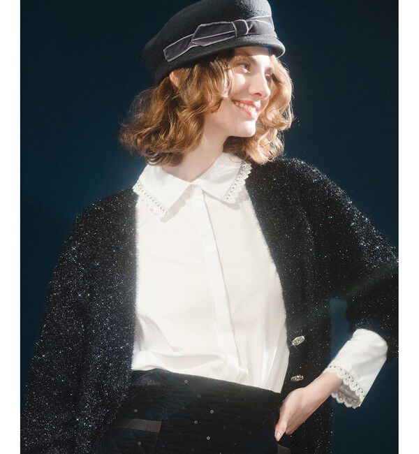 LOULOU WILLOUGHBY「【LOULOU WILLOUGHBY】レーストリミングシャツ」|シャツ・ブラウス|オフホワイト