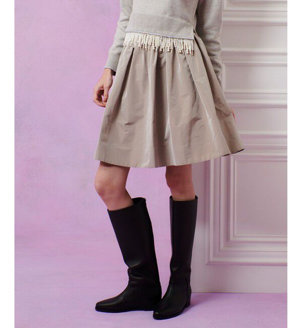 LOULOU WILLOUGHBY「【LOULOU WILLOUGHBY】タフタギャザースカート」|スカート|グレージュ