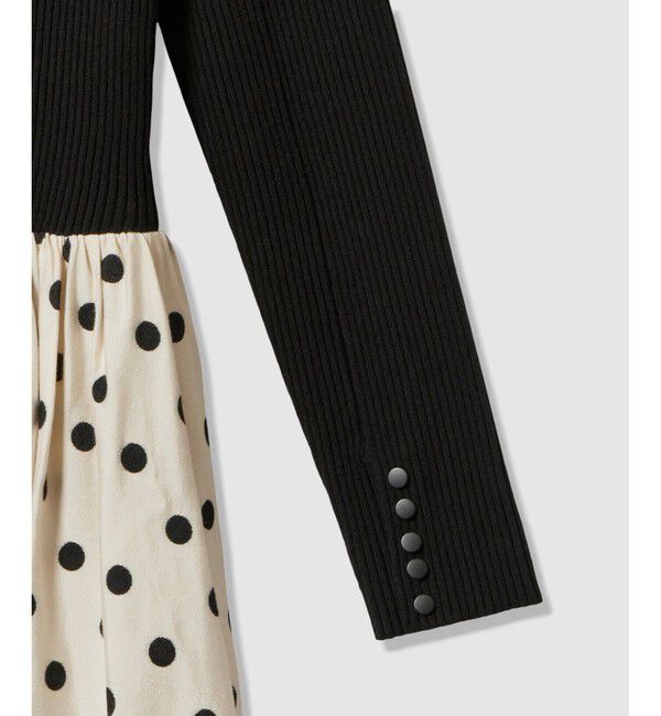 allureville「ドット柄ドッキングニットワンピース」|ワンピース|