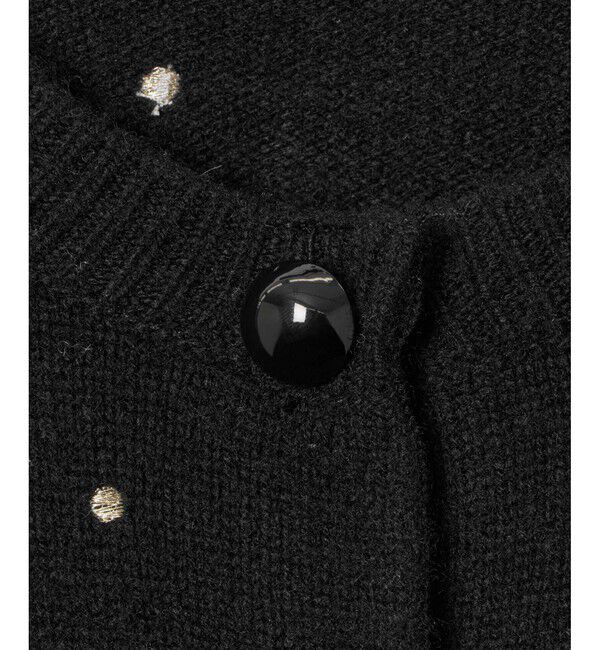 allureville「エンブロイダリードットフェイクファーカフスカーディガン」|カーディガン|