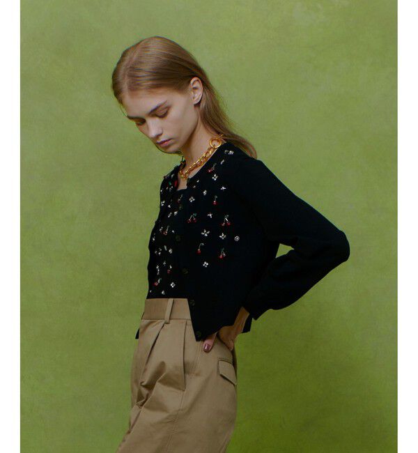 LOULOU WILLOUGHBY「【LOULOU WILLOUGHBY】CHERRYビジューカーディガン」|カーディガン|