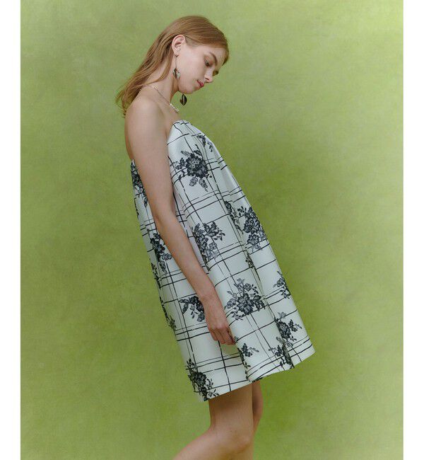 LOULOU WILLOUGHBY「【LOULOU WILLOUGHBY】SILK COフラワーチェックワンピース」|ワンピース|