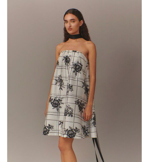 LOULOU WILLOUGHBY「【LOULOU WILLOUGHBY】SILK COフラワーチェックワンピース」|ワンピース|