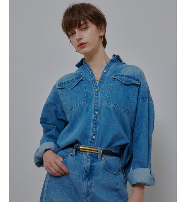 allureville「バックレイヤードデニムシャツ」|シャツ・ブラウス|ブルー