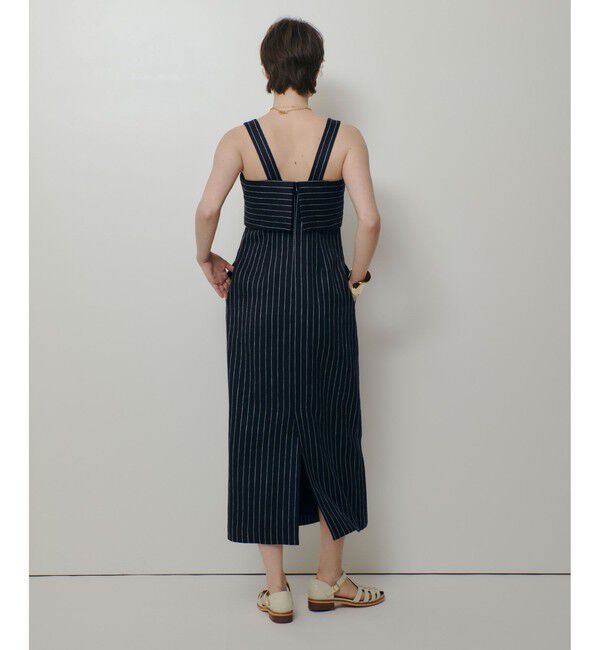 allureville「リネンストライプジャンパーワンピース」|ワンピース|