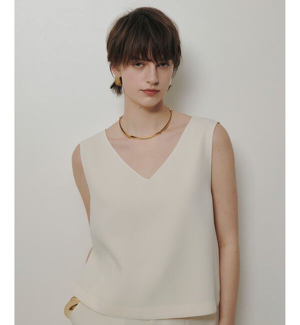 allureville「【ATELIER Line】ダブルクロスショートVネックプルオーバー」|シャツ・ブラウス|オフホワイト