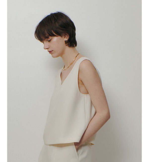 allureville「【ATELIER Line】ダブルクロスショートVネックプルオーバー」|シャツ・ブラウス|