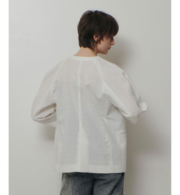 allureville「【ATELIER Line】ハーフスリーブカラーレスジャケット」|ノーカラージャケット|