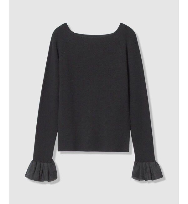 allureville「2WAYネックフリルカフプルオーバー」|ニット・セーター|ブラック