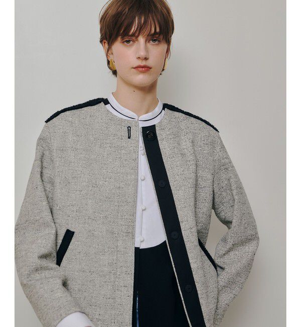 allureville「ミックスツイードノーカラージャケット」|ノーカラージャケット|