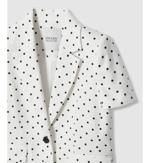 LOULOU WILLOUGHBY「【LOULOU WILLOUGHBY】リネン混ドットハーフスリーブジャケット」|テーラードジャケット|