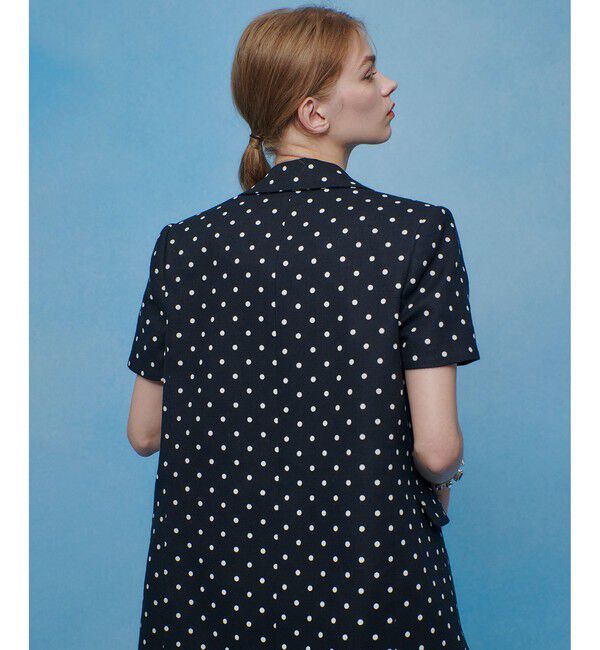 LOULOU WILLOUGHBY「【LOULOU WILLOUGHBY】リネン混ドットハーフスリーブジャケット」|テーラードジャケット|