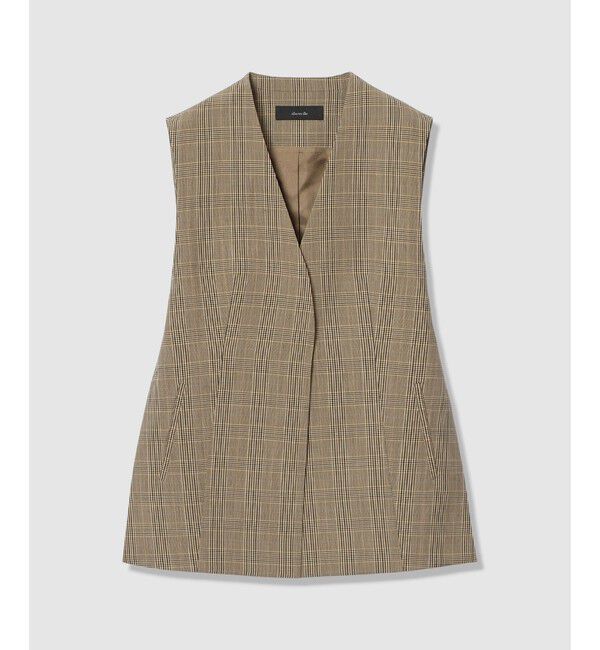 allureville「ポプリンチェックスリットジレ」|その他|ブラウン系