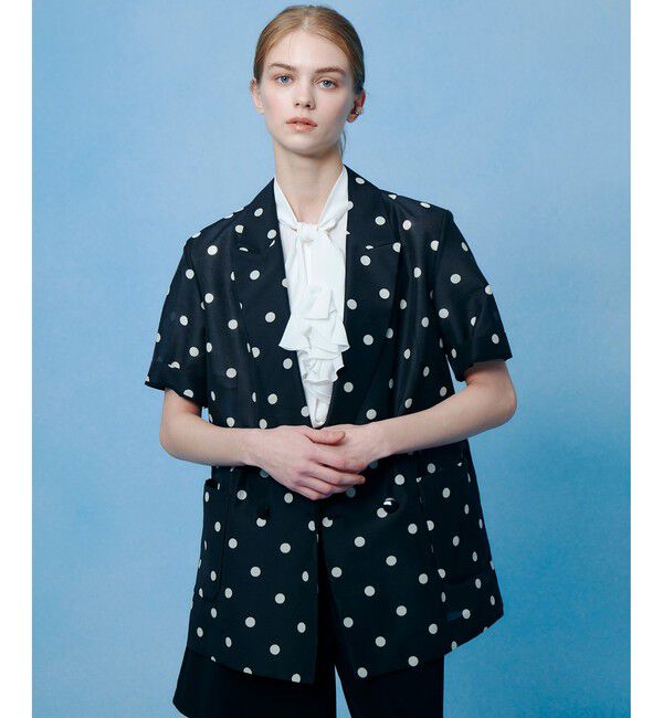 LOULOU WILLOUGHBY「【LOULOU WILLOUGHBY】オーガンドットハーフスリーブジャケット」|テーラードジャケット|