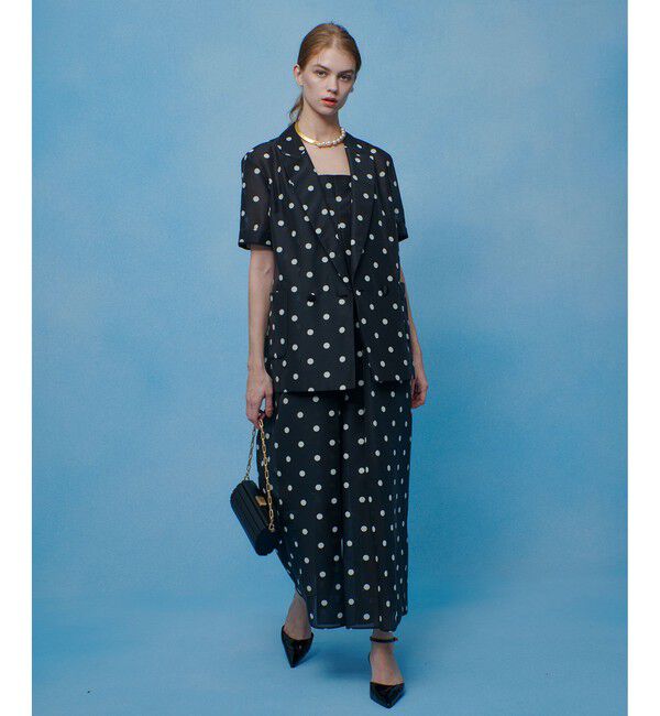 LOULOU WILLOUGHBY「【LOULOU WILLOUGHBY】オーガンドットハーフスリーブジャケット」|テーラードジャケット|