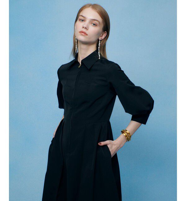 LOULOU WILLOUGHBY「【LOULOU WILLOUGHBY】タックパフシャツワンピース」|ワンピース|ブラック