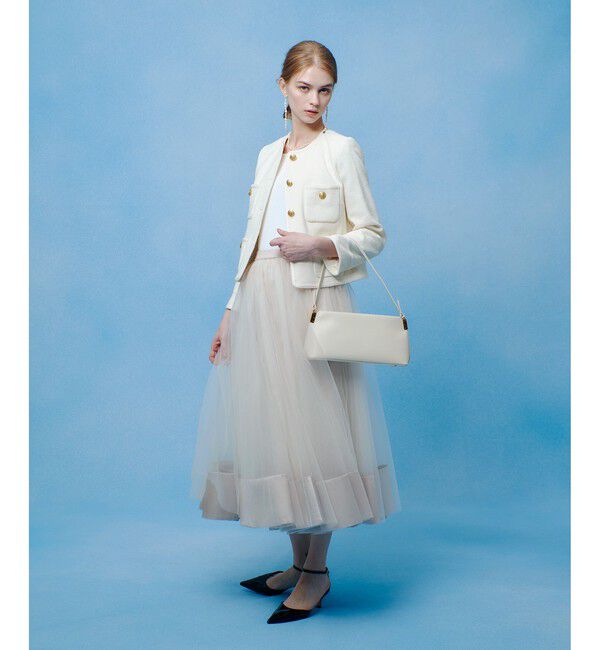 LOULOU WILLOUGHBY「【LOULOU WILLOUGHBY】ツイードツイルクルージャケット」|ノーカラージャケット|