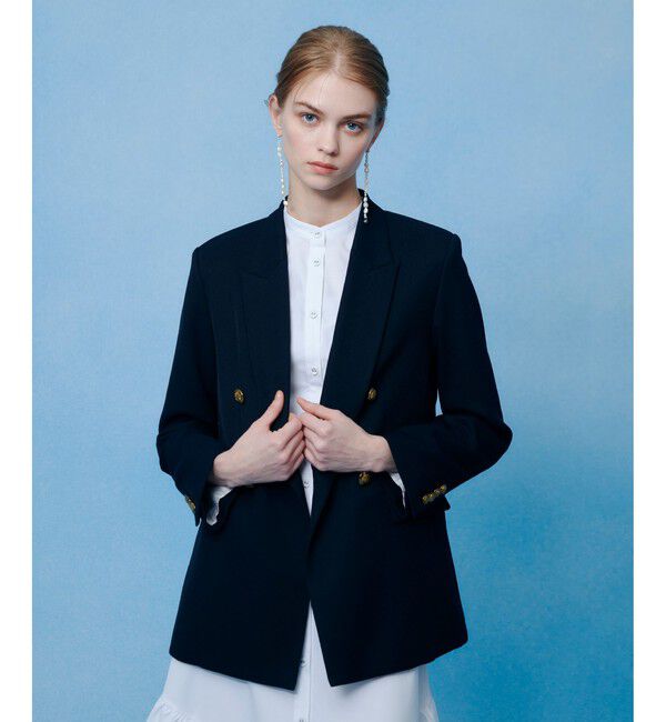 LOULOU WILLOUGHBY「【LOULOU WILLOUGHBY】ポリドビーダブルジャケット」|テーラードジャケット|ネイビー